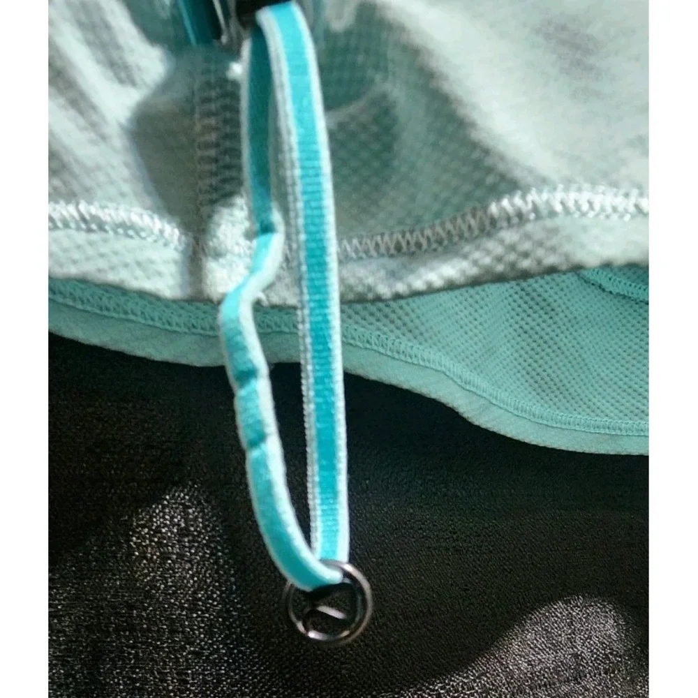 Lululemon Run Ta Ta Topper Tank Blue Aquamarine Drawstring Hem Cinch Waist Sz 12